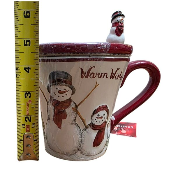 New Yuletide Snowman Mug Coaster Lid Holiday Cup Christmas Gift Warm Wishes Snow - Picture 9 of 10